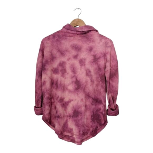 Anthropologie Pink Tie Dye Cowl Neck Waffle Knit Top NWT - Picture 5 of 5